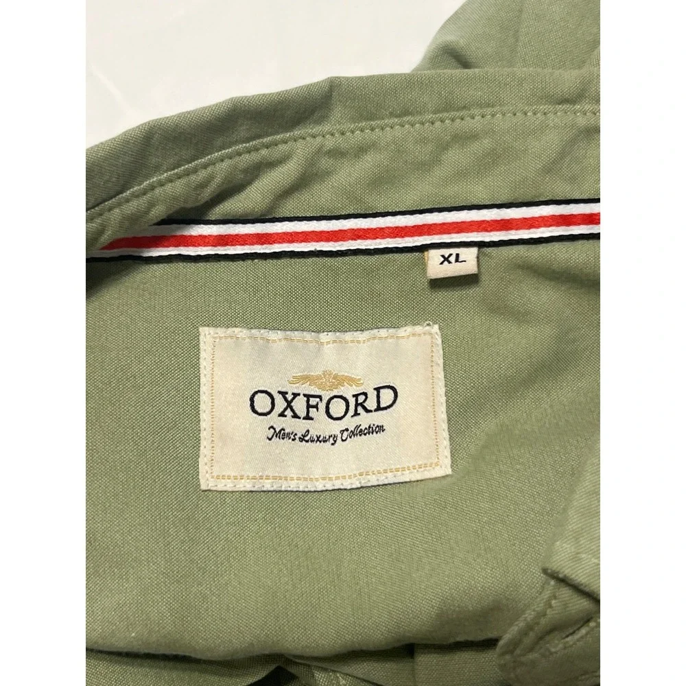 Oxford Mens Luxury Collection Sage Green Button Down Shirt XL Long Sleeve Olive